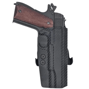 Rounded Gear Paddle Holster, OWB Black Carbon Fiber Kydex Right Hand Fits 1911 5" - CEX19115NRCFRHOWBPDL