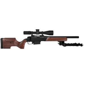Woox Exactus Precision Stock, Walnut Aluminum/Wood Bolt Action 31" OAL LOP 13.5" Cheek Riser 5" - 6" Recoil Pad Ambidextrous Grip Fits Remington 700 M5 DBM LA - SH.GNS002.26