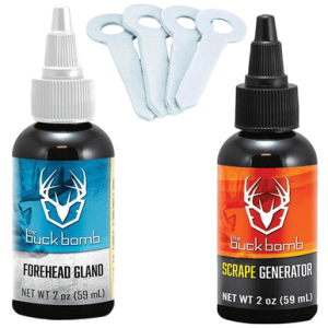 Hunters Specialties Buck Bomb Scrape Kit, 4 oz Bottle Includes 4 Spike Wicks - HS-BB-200040