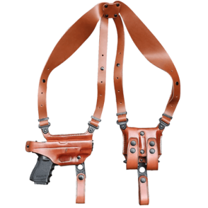 1791 Gunleather Optic Ready Shoulder Holster, Horizontal Brown Steerhide Leather Right Hand Fits Glock 17 - NSS2.1CBRHR