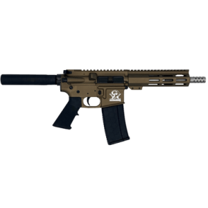 Great Lakes Firearms AR-15 Tactical Pistol, 7.50" Stainless Threaded Barrel 7.13" M-LOK Handguard Bronze Cerakote Aluminum Picatinny Rail Receiver Black Synthetic Buffer Tube Mil-Spec Grip Right Hand 30+1rd 223 Wylde - GL15223SSPBRZ