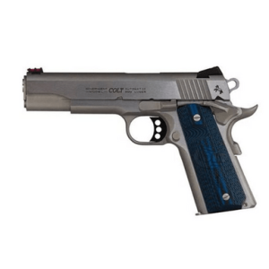 Colt Mfg O1070CCS Competition Government 45 ACP 8+1 5" Stainless National Match Barrel, Serrated Slide & Frame w/Beavertail, Checkered Blue G10 Grip, Ambidextrous