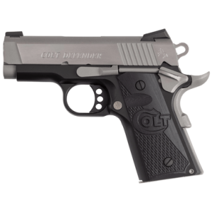 Colt Mfg Defender Pistol, 3" Carbon Steel Slide Aluminum Frame w/Beavertail G10 Grip 7+1rd 45 ACP - O7800XETT