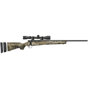 Mossberg Patriot Super Bantam w/Optic Rifle, 22" Matte Blued Fluted Threaded Barrel Matte Blued Drilled & Tapped Receiver TrueTimber Strata Adj LOP Synthetic Stock 3-9x40mm Duplex Scope Youth 4+1rd 350 Legend - 28257