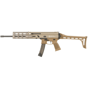 Grand Power SP9A1 Stribog Rifle, 16" Black Threaded Barrel Flat Dark Earth Picatinny Rail Aluminum Receiver M-LOK Handguard Side Folding FDE Polymer Stock FDE Polymer Grip Thread Protector 30+1rd 9mm Luger - 810091157930