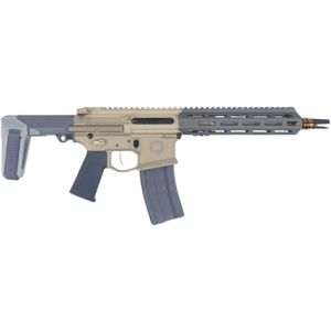 Q LLC Honey Badger Rifle, 10" Threaded Barrel M-LOK Handguard Aluminum Receiver Tan SB Tactical Brace 30+1rd 5.56 NATO - HB55610INPISTOL