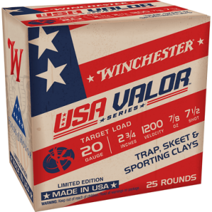 Winchester Ammo USA Valor Shotshells 2.75 7/8oz 7.5Shot 25 Per Box/10 Case 20 Gauge Ammo - USAV207 USAV207 Ammo