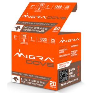 ra Ammunitions M20LF7.59 Dove 20 Gauge 2 3/4 1 Oz 7.5/9 Shot 25 Per Box Ammo