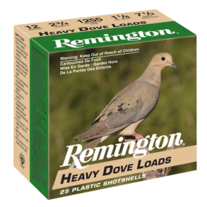 Remington Ammunition 28755 Heavy Dove Loads 12 Gauge 2.75 1 1/8 Oz 7.5 Shot 25 Per Box ington Ammunition 28755 Heavy Dove Loads 12 Gauge 2.75 1 1/8 Oz 7.5 Shot 25 Per Box Ammo