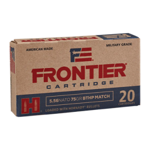 Frontier Cartridge FR320 Military Grade Centerfire Rifle 5.56x45mm NATO 75gr Hollow Point Boat Tail Match 20 Per Box ntier Cartridge FR320 Military Grade Centerfire Rifle 5.56x45mm NATO 75gr Hollow Point Boat Tail Match 20 Per Box Ammo