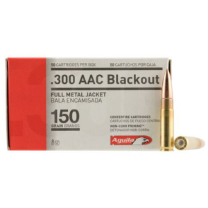 Aguila 1E300110 Rifle 300 Blackout 150 Gr Full Metal Jacket Boat-Tail (FMJBT) 50 Bx/ 20 Cs ila 1E300110 Rifle 300 Blackout 150 Gr Full Metal Jacket Boat-Tail (FMJBT) 50 Bx/ 20 Cs Ammo