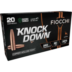 Fiocchi 243BHC Knock Down 243 Win 80gr Copper Hollow Point 20 Per Box cchi 243BHC Knock Down 243 Win 80gr Copper Hollow Point 20 Per Box Ammo