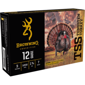 Browning Ammo TSS Tungsten Turkey 12 Gauge 3 1 3/4 Oz Tungsten 7-Shot 5 Per Box wning TSS Tungsten Turkey 12 Gauge 3 1 3/4 Oz Tungsten 7-Shot 5 Per Box Ammo