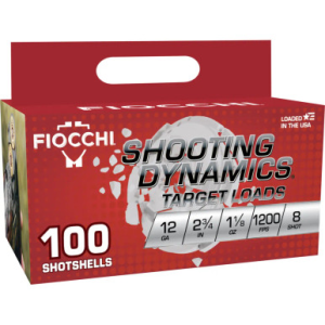 Fiocchi Shooting Dynamics 12 Gauge 2.75 1 1/8 Oz 8 Shot 100 Per Box 12SDB188 cchi Shooting Dynamics 12 Gauge 2.75 1 1/8 Oz 8 Shot 100 Per Box 12SDB188 Ammo
