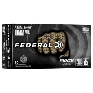 Federal PD10P1G Punch 10mm Auto 200gr Jacketed Hollow Point 50 Per Box eral PD10P1G Punch 10mm Auto 200gr Jacketed Hollow Point 50 Per Box Ammo
