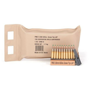  X-Tac Green Tip 5.56x45mm NATO FMJ-LAP 62 Grain 120 Rounds Ammo