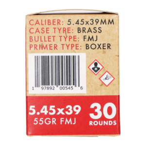 bal Ordnance LLC 197892005456 5.45x39mm 55gr Full Metal Jacket 30 Per Box Ammo