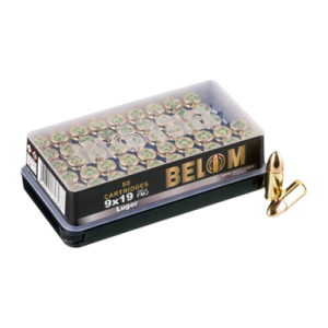 BELOM Ammo 8606110608086 9mm Luger 124 Gr Full Metal Jacket 50 Per Box OM 8606110608086 9mm Luger 124 Gr Full Metal Jacket 50 Per Box Ammo