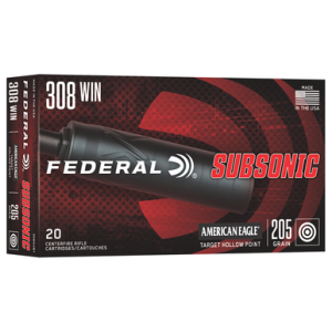 Federal 308SUB1 Subsonic 308Win 205gr Target Hollow Point 20 Per Box eral 308SUB1 Subsonic 308Win 205gr Target Hollow Point 20 Per Box Ammo