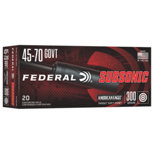 eral 4570SUB1 Subsonic 45-70 Gov 300gr Target Soft Point 20 Per Box Ammo