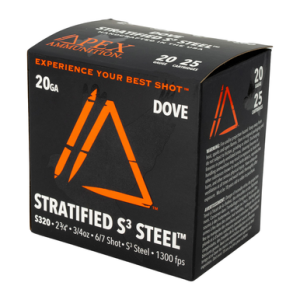 Apex Ammunition ED20S-67 20 Gauge 2.75 3/4oz 6/7 Shot 25 Per Box x Ammunition ED20S-67 20 Gauge 2.75 3/4oz 6/7 Shot 25 Per Box Ammo