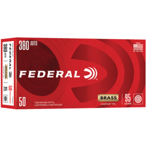 Federal C38095A Champion 380ACP 95gr Full Metal Jacket 50 Per Box eral C38095A Champion 380ACP 95gr Full Metal Jacket 50 Per Box Ammo
