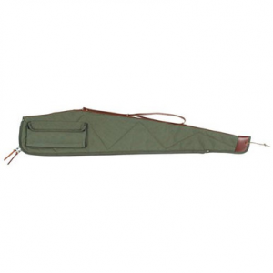 Bob Allen 14536 Canvas Rifle Case 40" Green Canvas with Quilted Flannel Lining, Leather Sling & Self-Repairing Nylon Zipper