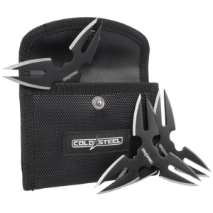 Cold Steel Throwing Stars, Three 1.50" Black Oxide 420 Stainless Steel Blades Includes Sheath - CSTH15STR3PK
