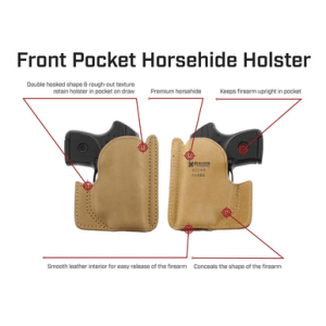 Galco PH892 Front Pocket Natural Horsehide Fits Beretta Nano/Springfield Hellcat/Kahr MK/SCCY CPX-1 Ambidextrous