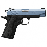 Browning 051898490 1911-22 Black Label Compact Frame 22 LR 10+1, 3.63" Matte Stainless Steel Barrel, Polar Blue Cerakote Serrated Slide, Matte Black Polymer Frame w/Beavertail, Black Laminate Wood Grip