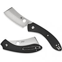 Spyderco C177GP ROC 3.07" Folding Cleaver Plain VG-10 Stainless Steel Blade/G10 Black Handle