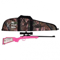 Crickett KSA2220BSC Crickett Package 22 LR 1rd 16.13" Blued Pink Synthetic Stock Right Hand (Youth) W/Scope and Case