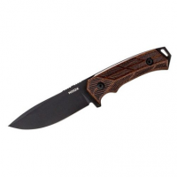 Woox BU.KNF001.02 Rock 62 4.25" Fixed Plain Black Sleipner Steel Blade/ Checkered Walnut Handle