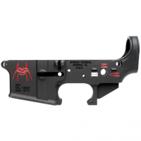 Spikes STLS019CFA Spider Stripped Lower Receiver Multi-Caliber 7075-T6 Aluminum Black Anodized with Color Fill for AR-15