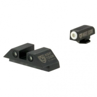 Night Fision GLK001003WGW Night Sight Set Square fits Glock 17, 17L, 19, 22-28, 31-35, 37-39 Green Tritium w/White Outline Black