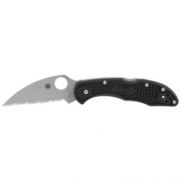 Spyderco C11FSWCBK Delica 4 Lightweight 2.87" Folding Wharncliffe Serrated VG-10 Stainless Steel Blade FRN Black Handle