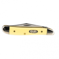 Case 00030 Peanut 2.10"/1.53" Folding Clip/Pen Plain Tumble Polish Chrome Vanadium Blade/Smooth Yellow Synthetic Handle