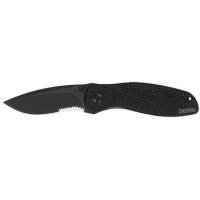 Kershaw 1670BLKST Blur 3.40" Drop Point w/Recurve Part Serrated DLC Blackwash 14C28N Sandvik Black Anodized Aluminum Handle Folding