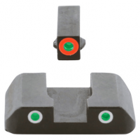 AmeriGlo GL241 Spartan Sight Set for Glock Black | Green with Orange Outline Front Sight Green Tritium with White Outline Rear Sight