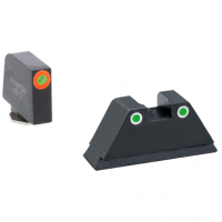 AmeriGlo GL331 Optic Compatible Sight Set for Glock Black | XL Tall Green Tritium with Orange Outline Front Sight XL Tall Green Tritium with White Outline Rear Sight