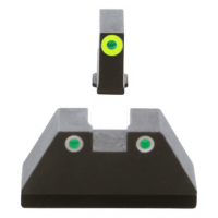 AmeriGlo GL333 Optic Compatible Sight Set for Glock Black | XL Tall Green Tritium with Lumigreen Outline Front Sight XL Tall Green Tritium with White Outline Rear Sight