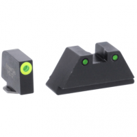 AmeriGlo GL252 Optic Compatible Sight Set for Glock Black | XL Tall Green Tritium with Lumigreen Outline Front Sight XL Tall Green Tritium with Black Outline Rear Sight