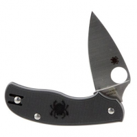 Spyderco C127PBK Urban Leaf Lightweight 2.61" Folding Drop Point Plain N690Co Stainless Steel Blade/FRN Black Handle