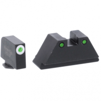 AmeriGlo GL152 Optic Compatible Sight Set for Glock Black | XL Tall Green Tritium with White Outline Front Sight XL Tall Green Tritium with Black Outline Rear Sight