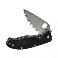 Spyderco C122GS Tenacious 3.39" Folding Drop Point Serrated 8Cr13MoV SS Blade/ G10 Black Handle