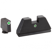 AmeriGlo GL191 Optic Compatible Sight Set for Glock Black | XL Tall Green Tritium with White Outline Front Sight XL Tall Green Tritium i-Dot Rear Sight