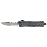 CobraTec Knives MSCFTK1MDS CTK-1 Medium 3" OTF Drop Point Part Serrated D2 Steel Blade/ Carbon Fiber Aluminum Handle Features Glass Breaker Includes Pocket Clip