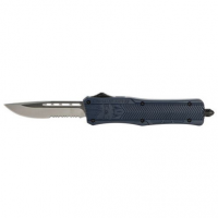 CobraTec Knives MNYCTK1MDS CTK-1 Medium 3" OTF Drop Point Part Serrated D2 Steel Blade/NYPD Blue Aluminum Handle Features Glass Breaker Includes Pocket Clip