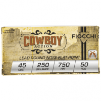 Fiocchi 45LCCA Cowboy Action 45 Colt 250 gr Lead Round Nose Flat Point 50 Per Box