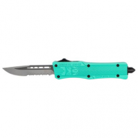 CobraTec Knives STFCTK1SDS CTK-1 Small 2.75" OTF Drop Point Part Serrated D2 Steel Blade/Tiffany Blue Aluminum Handle